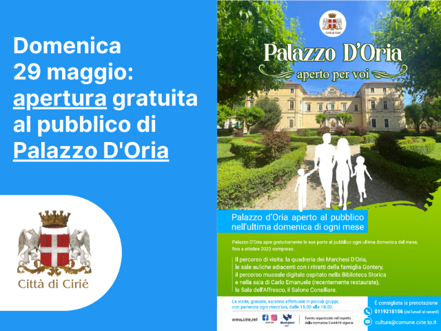 Domenica 29 maggio: apertura gratuita al pubblico di Palazzo D'Oria