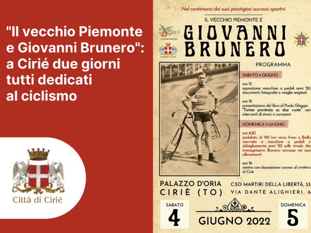 "Il vecchio Piemonte e Giovanni Brunero": 48 h di ciclismo a Cirié
