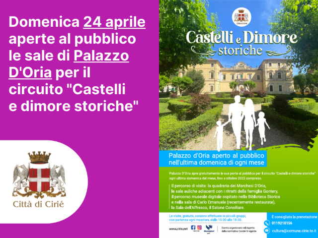 Domenica 24 aprile aperte al pubblico le sale di Palazzo D'Oria per il circuito "Castelli e dimore storiche"
