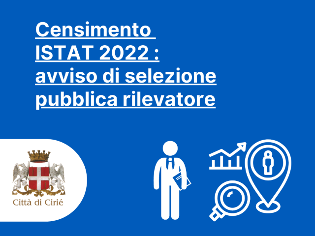 Censimento ISTAT 2022 - Avviso di selezione pubblica rilevatore
