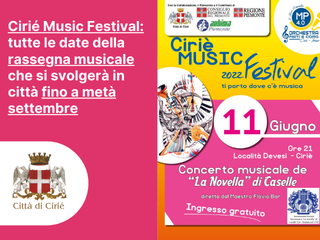 Cirié Music Festival: tutte le date della rassegna musicale