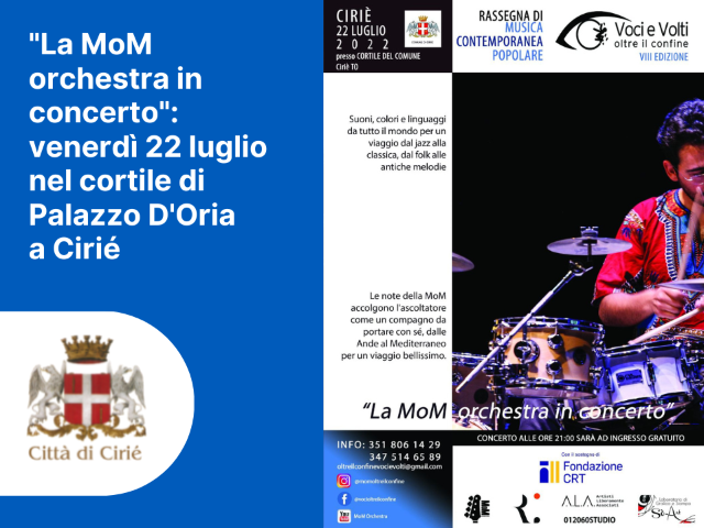 La MoM orchestra in concerto: venerdì 22 luglio a Cirié
