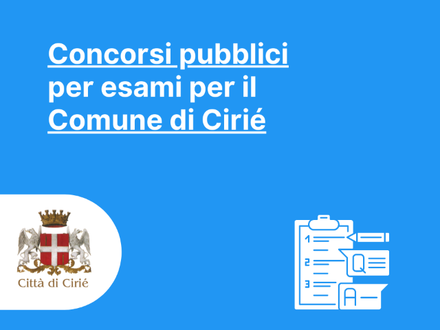 Concorsi pubblici per esami per il Comune di Cirié