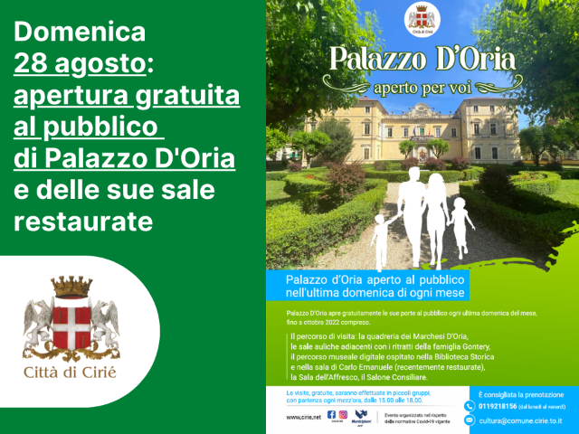 Domenica 28 agosto: apertura gratuita al pubblico di Palazzo D'Oria 