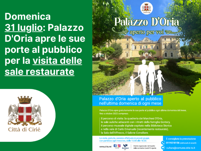 Domenica 31 luglio: Palazzo D'Oria apre le sue porte ai visitatori