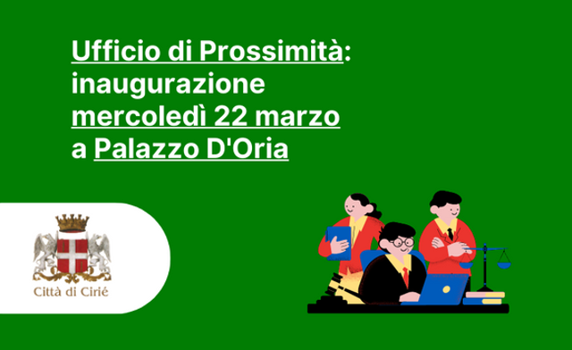 Ufficio di Prossimità: inaugurazione mercoledì 22 marzo a Palazzo D'Oria 