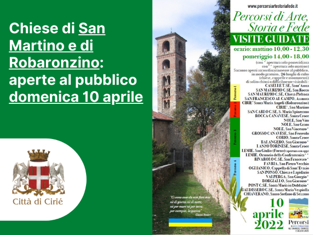 Chiese di San Martino e Robaronzino: aperte al pubblico domenica 10 aprile