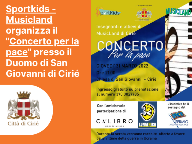 Sportkids - Musicland  organizza il "Concerto per la pace" presso il Duomo