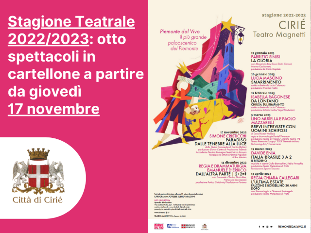 Stagione Teatrale 2022/2023: otto spettacoli in cartellone 
