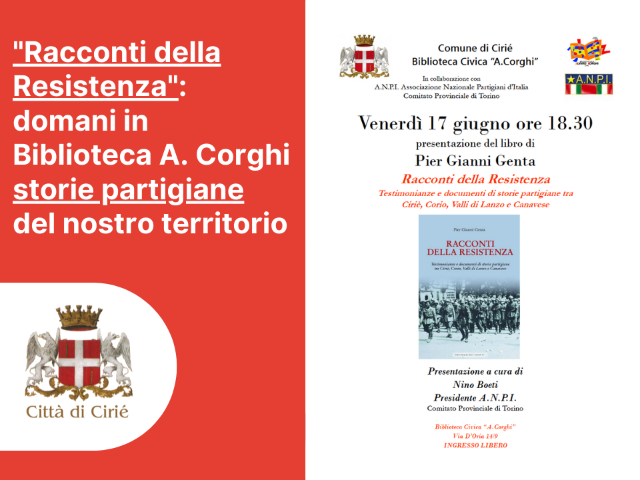 "Racconti della Resistenza" domani in Biblioteca A. Corghi