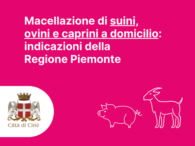 Macellazione di suini, ovini e caprini a domicilio: indicazioni della Regione Piemonte