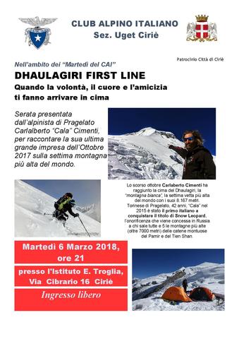 “DHAULAGIRI First Line”: martedì 6 marzo, serata del CAI all’Istituto Troglia