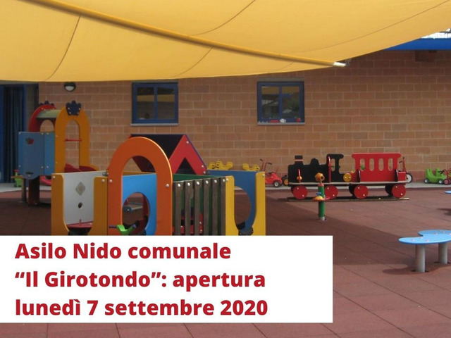 Asilo Nido comunale “Il Girotondo”: apertura lunedì 7 settembre 2020