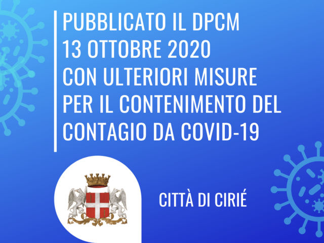 Pubblicato il DPCM 13 ottobre 2020 con ulteriori misure per il contenimento del contagio da COVID-19