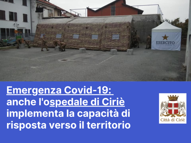 Emergenza covid-19: anche l'ospedale di Ciriè implementa la capacità di risposta verso il territorio