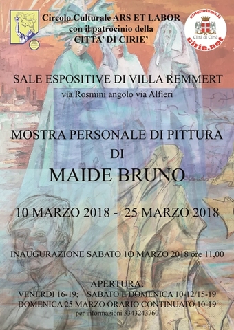 Sabato 10 marzo, inaugurazione personale di Maide Bruno a Villa Remmert.