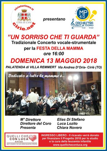 “Un sorriso che ti guarda”: domenica 13 maggio, il consueto concerto dei Music Piemonteis per la Festa della Mamma