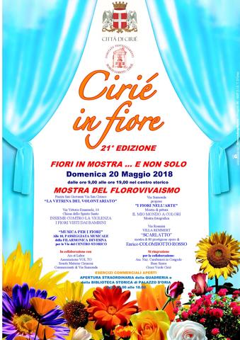 “Cirié in Fiore: fiori in mostra… e non solo”: domenica 20 maggio nelle vie del centro storico