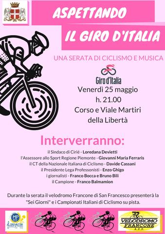 Cirié festeggia il passaggio del Giro d’Italia, venerdì 25 e sabato 26 maggio. 