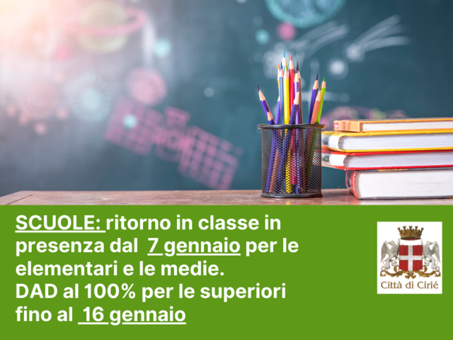 Scuole elementari, medie e superiori: aggiornamento dalla Regione Piemonte