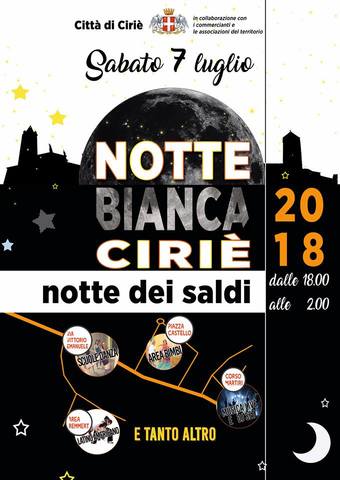 Notte Bianca a Cirié: sabato 7 luglio tra saldi, musica, ballo e novità. 