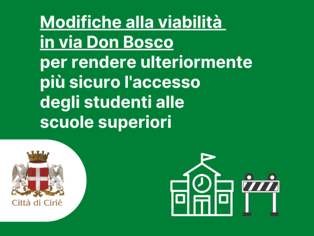 Modifiche alla viabilità in via Don Bosco dalle 7.45 alle 8.30