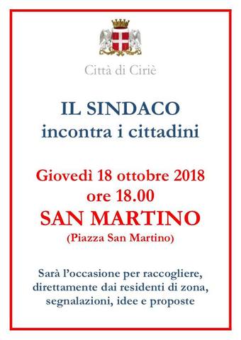 Il Sindaco incontra i cittadini: appuntamento domani in Piazza San Martino