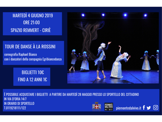 "Tour de danse à la Rossini": aperte le prevendite pe rlo spettacolo del 4 giugno