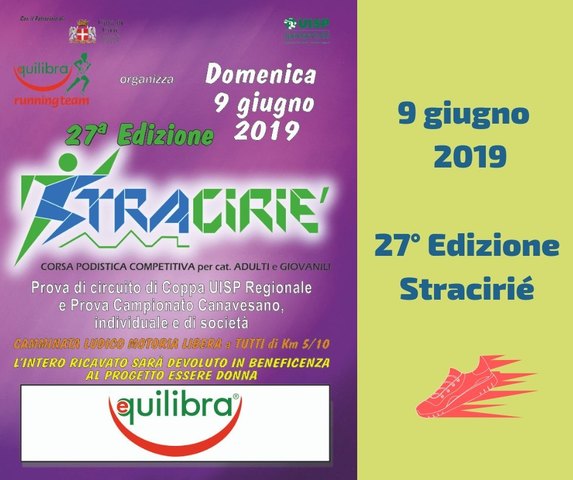 Domenica 9 giugno: tutti in corsa per la 27° edizione della Stracirié 