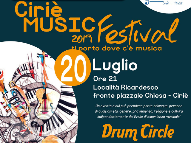 "Drum Circle" a Cirié il 20 luglio per il Cirié Music Festival 2019